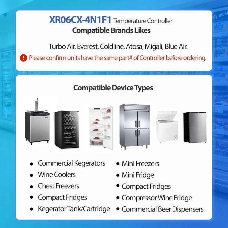 ToolSentryX Digital Temperature Controller XR06CX-4N1F1 for Commercial Refrigeration, 120V 50-60Hz, Compatible with Dixell Programmable Refrigerators/Freezers, Dual NTC Probes, Detailed Instructions - Image 2